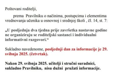 PODSJETNIK ZA RODITELJE